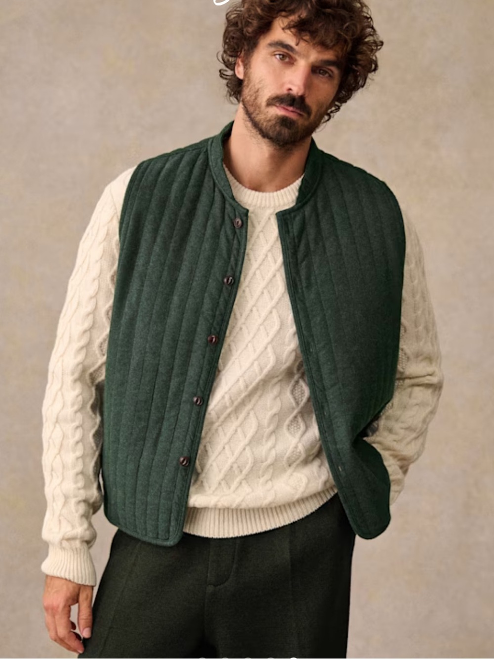 Sezane Quilted Vest in Forest Green